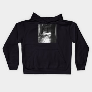 Gate Door Inside Church - Black and White Kids Hoodie